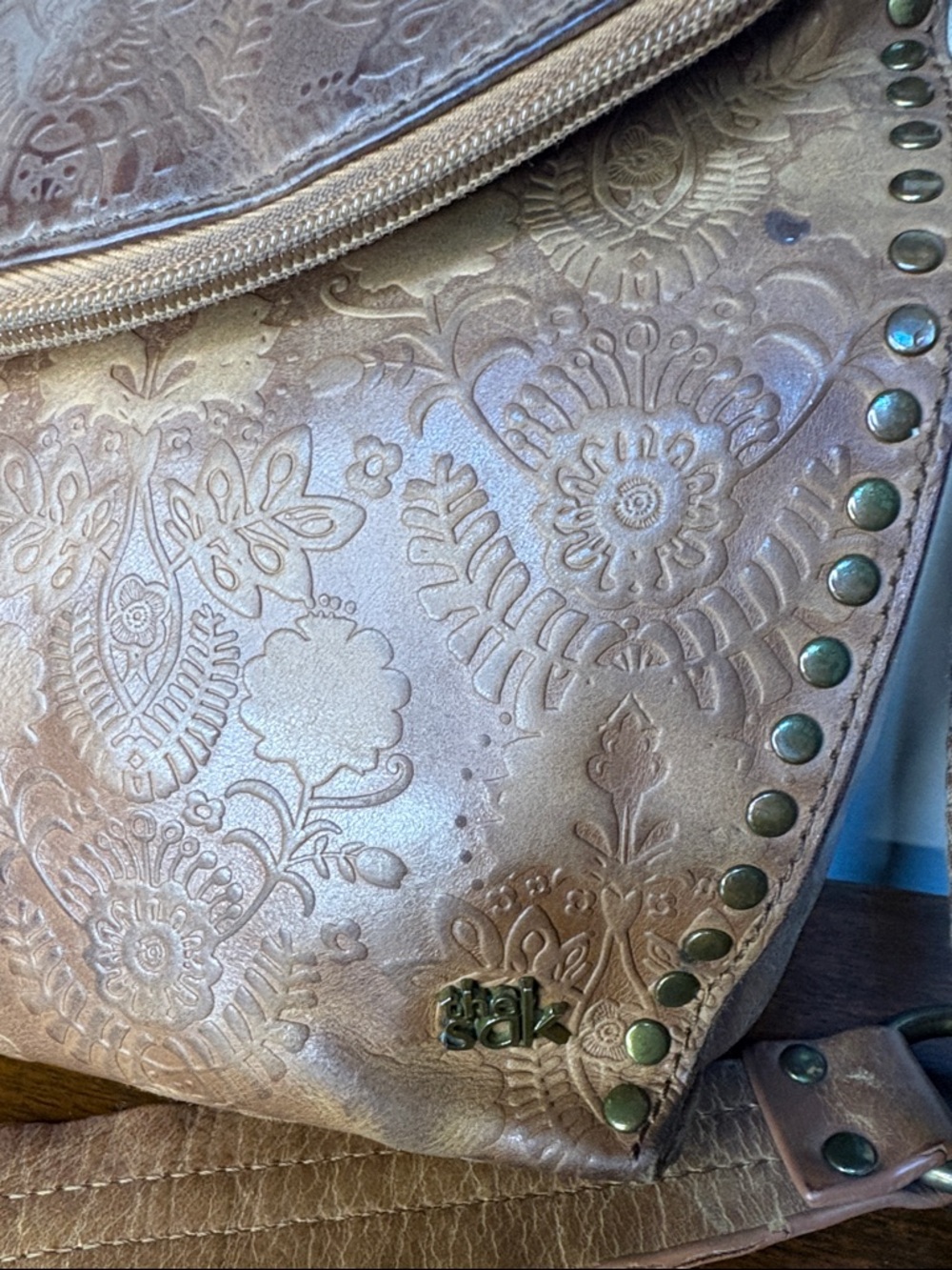 The Sak Embroidered Brown Leather Crossbody Bag - Picture 2 of 12